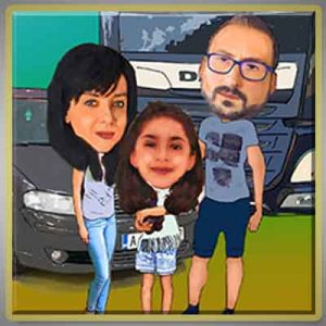 Family caricature from photo