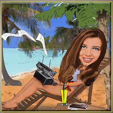 Cartoon of a woman on the beach