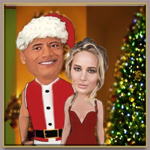 dwayne-johnson-jennifer-lawrence-caricature-christmas
