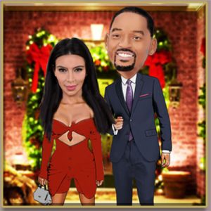 Kim Kardashian and Will Smith caricature