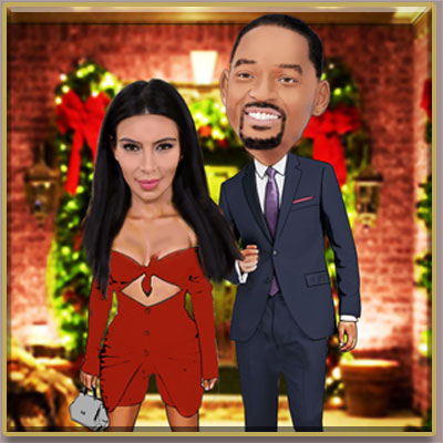 Family Christmas caricature
