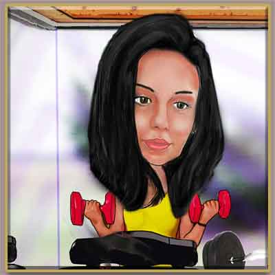 Cartoon of a woman in a gym