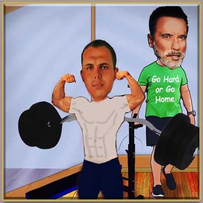Cartoon of a man in the gym