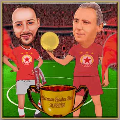 Caricature of a sports fan with star